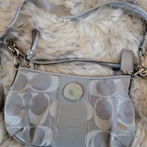 Coach, lite gray with silver, crossbody bag
